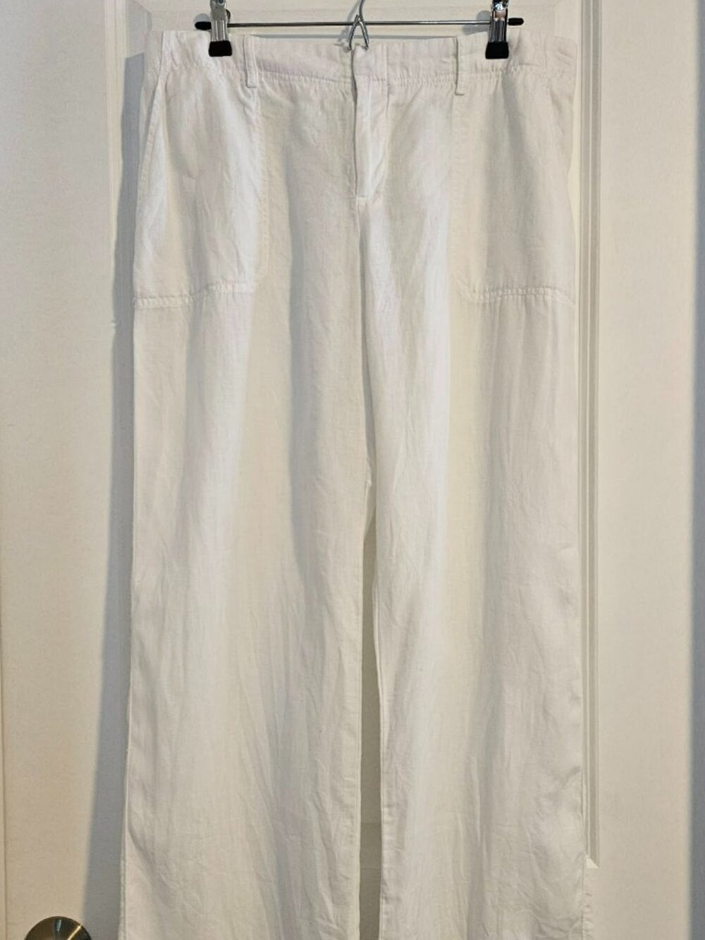 Banana Republic Linen Palazzo Pants White Size 8 Wide Leg Summer Lightweight